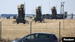 FILE - U.S. Army MIM-104 Patriots, surface-to-air missile (SAM) system launchers, are pictured at Poland's Rzeszow-Jasionka Airport, amid Russia's invasion of Ukraine, March 24, 2022. 