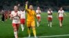 The Canadian team celebrates a 2-1 victory against France during the 2024 Summer Olympics in Saint-Etienne, France, on July 28, 2024. A court on July 31 dismissed Canada's appeal of the six-point deduction it received after two of its coaches spied on another team with drones.