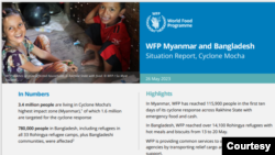 WFP Myanmar and Bangladesh Situation Report, Cyclone Mocha (26 May 2023)