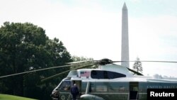 U.S. President Joe Biden boards Marine One on the South Lawn of the White House in Washington, D.C., Aug. 15, 2023.