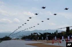 FILE - The South Korean army's drones fly during South Korea-U.S. joint military drills at the Seungjin Training Grounds in Pocheon, South Korea, May 25, 2023.