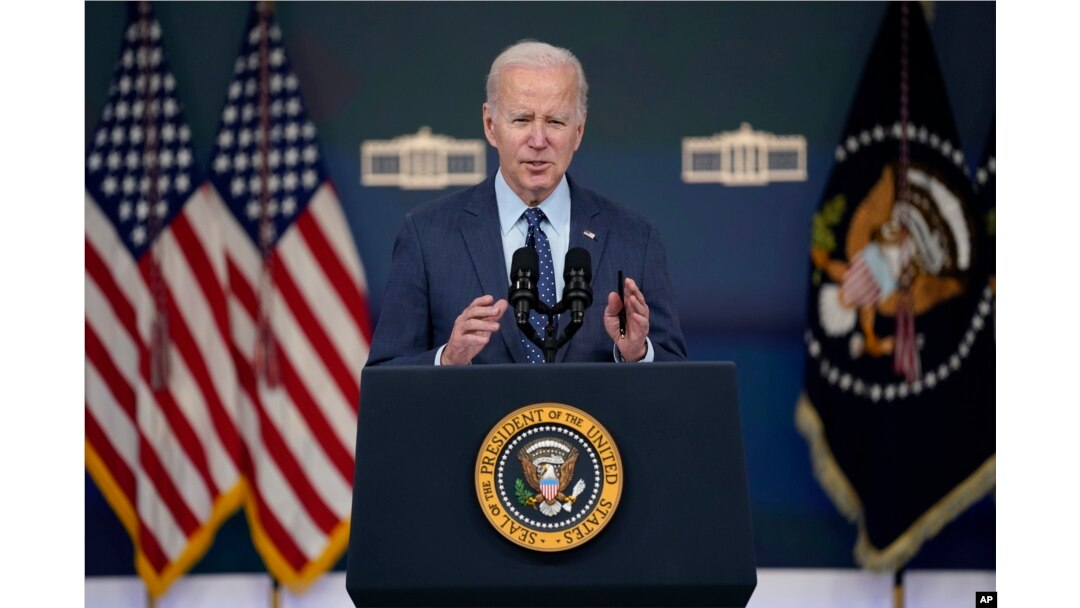 FILE - President Joe Biden speaks about the Chinese surveillance balloon and other unidentified objects shot down by the U.S. military, in Washington, Feb. 16, 2023.