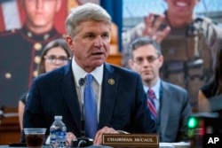 FILE - Foreign Affairs Committee Chairman Michael McCaul, R-Texas, speaks on Capitol Hill, Aug. 29, 2023.