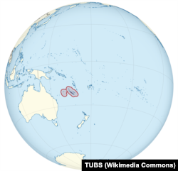 The French territory of New Caledonia lies east of Australia.