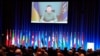 El presidente ucraniano, Volodymyr Zelenskyy, habla por videoconferencia en la Asamblea Parlamentaria de la OTAN en Copenhague, Dinamarca, el 9 de octubre de 2023.