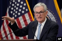 Federal Reserve Board Chair Jerome Powell speaks during a news conference at the Federal Reserve in Washington, March 22, 2023.