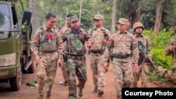 Commanders of the Ta'ang National Liberation Army and the People's Defense Force (Mandalay) in Nawnghkio, July 10, 2024. (Chief of Staff, People's Defense Force - Mandalay)