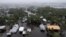 A drone view shows houses and streets flooded as Hurricane Debby affects the gulf coast in Suwannee, Florida, Aug. 5, 2024.