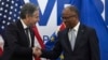U.S. Secretary of State Antony Blinken, left, shakes hands with Cabo Verde Prime Minister Ulisses Correia e Silva, at the Government Palace in Praia, Cabo Verde, Jan. 22, 2024.