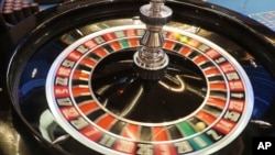 A roulette wheel spins at the Hard Rock casino in Atlantic City New Jersey, on May 17, 2023.