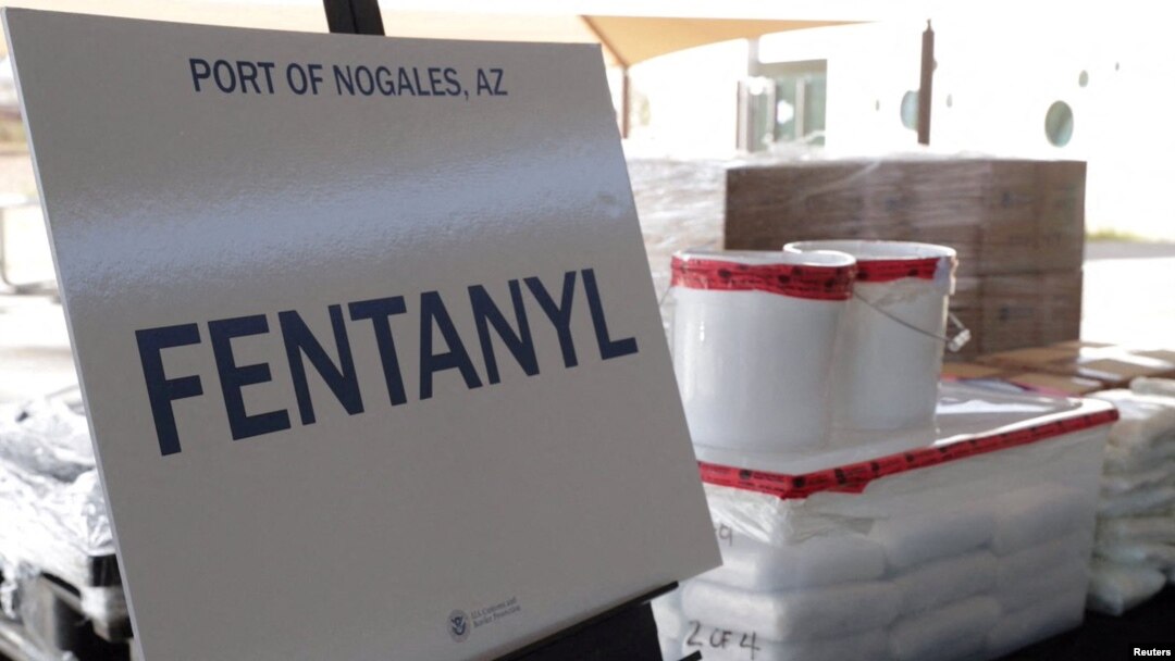 FILE - Packets of fentanyl and methamphetamine, seized from a truck crossing into Arizona from Mexico, are on display at the Port of Nogales, Arizona, Jan. 31, 2019. (Courtesy U.S. Customs and Border Protection/Handout via Reuters)