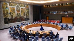 FILE - The U.N. Security Council meets on the situation in Sudan, at United Nations headquarters, July 13, 2023. For years, numerous African leaders have called for the continent to have representation on the Security Council, which has just five permanent members.