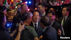 台湾副总统赖清德抵达纽约下榻的宾馆。(路透社)