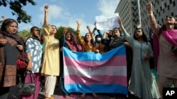 Members of Pakistan's transgender community takes part in a protest in Karachi, Pakistan, May 20, 2023. 