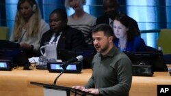 জাতিসংঘের সাধারণ পরিষদে জেলেন্সকি । ১৯ সেপ্টেম্বর ২০২৩।