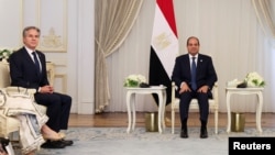 U.S. Secretary of State Antony Blinken meets with Egyptian President Abdel-Fattah el-Sissi, in El-Alamein, Egypt, Aug. 20, 2024.