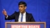 FILE - British Prime Minister Rishi Sunak speaks at Downing Street in London, April 22, 2024. Sunak pledged April 29 that the country's first deportation flights to Rwanda could leave in 10 to 12 weeks.