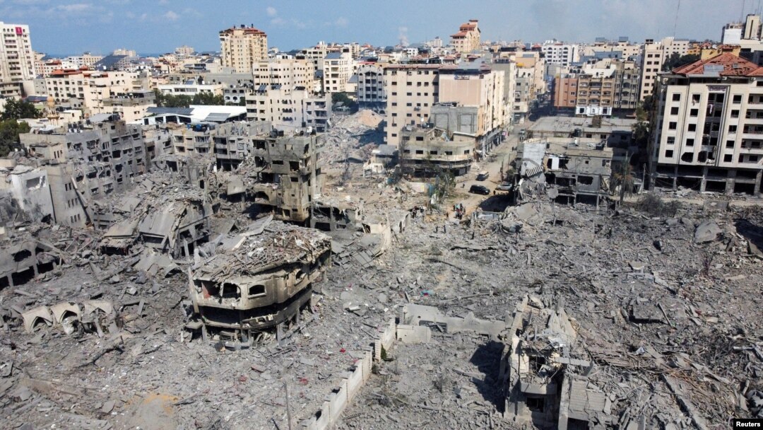Các tòa nhà ở Dải Gaza bị phá hủy trong các đợt oanh kích của Israel.