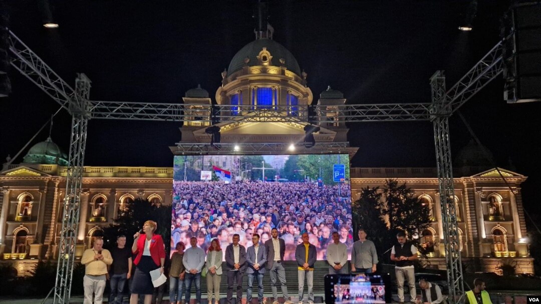 24. protest "Srbija protiv nasilja" na kome su govorili lideri opozicije Pavle Grbović i Dragana Rakić (foto: FoNet)