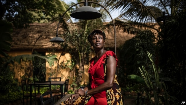 Burkinabe actress Maimouna Ndiaye poses for a photo after an interview in Ouagadougou, Burkina Faso, Feb. 21, 2023.