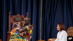 U.S. Vice President Kamala Harris meets with traditional leaders at Cape Coast Castle in Ghana, March 28, 2023. 