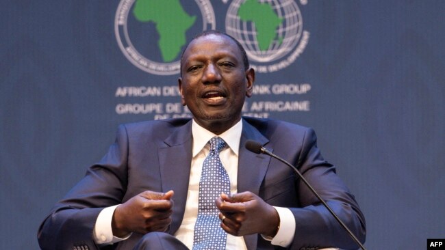 President of Kenya William Ruto speaks at a panel discussion during the African Development Bank (AFDB) annual meeting at the Kenyatta International Convention Centre in Nairobi on May 29, 2024.