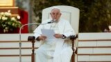 Pope Francis attends the prayer vigil in Saint Peter's square at the Vatican, September 30, 2023. (REUTERS/Remo Casilli)