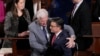 U.S. Rep. Mike Johnson, R-Louisina, is congratulated by Rep. Tom Emmer, R-Minnesota, after Johnson's election as speaker, at the Capitol in Washington, Oct. 25, 2023.