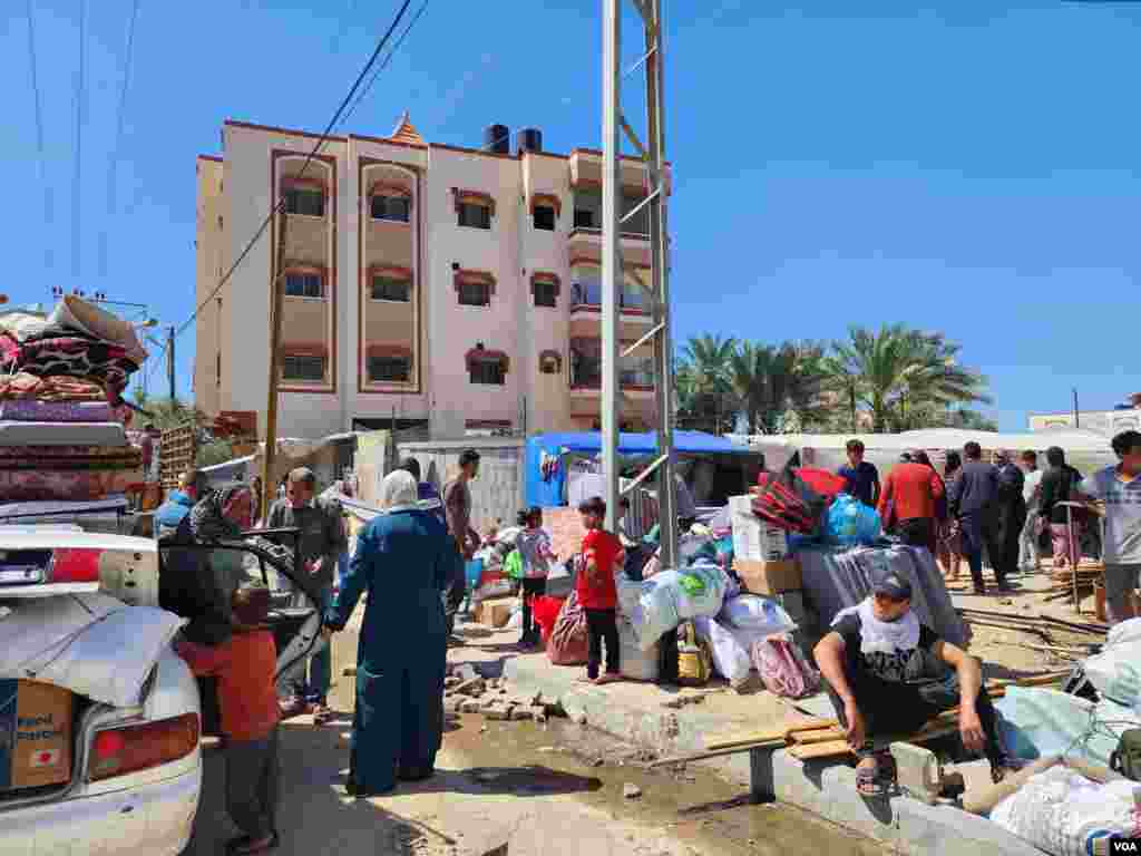 Since the war in Gaza began last October, nearly all of the more than 2 million people inside the strip have been displaced from their homes, May 8, 2024, in Rafah. (VOA/Enas Tantesh)