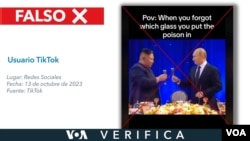 Contrario a un video que circula en TikTok, en el video original se puede observar que los presidentes de Rusia, Vladimir Putin y de Corea del Norte, Kim Jong Un, sí toman de sus copas luego de brindar. 