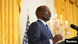 Rais wa Kenya William Ruto wakati wa mkutano wa pamoja wa vyombo vya habari na Rais wa Marekani huko White House Mei 23, 2024.. Picha na REUTERS/Nathan Howard 