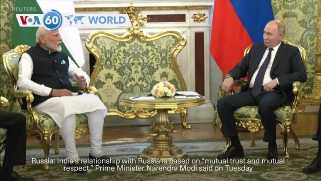 VOA60 World - Modi tells Putin resolution to Ukraine war cannot be found on battlefield