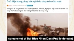 Đại Biểu Nhân Dân đưa tin vụ xe VF 8 cháy ở Nghệ An, 21/4/2023.