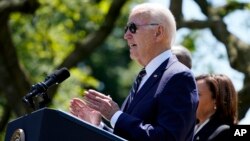 U.S. President Joe Biden speaks in the Rose Garden of the White House in Washington, May 25, 2023, on his intent to nominate U.S. Air Force Chief of Staff General CQ Brown Jr. to serve as the next chairman of the Joint Chiefs of Staff.