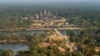 This file photo taken on March 5, 2020 shows an aerial view of Angkor Wat temple in Siem Reap province. 