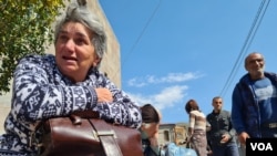 Many people seeking refuge in Goris, Armenia, on Sept. 29, 2023, say they do not want to live in border areas for fear the war will break out again. (Heather Murdock/VOA)
