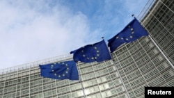 벨기에 브뤼셀 유럽연합(EU) 본부 건물 앞에 EU 깃발이 게양돼 있다. (자료사진)