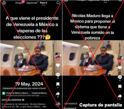 Capturas de desinformación en TikTok.