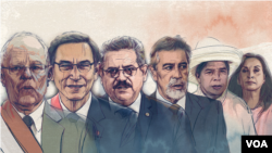 En la gráfica aparecen los rostros de los seis presidentes que han pasado por el gobierno de Perú en los últimos siete años. 