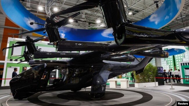 A Midnight electric air taxi manufactured by Archer is displayed at the 54th International Paris Air Show at Le Bourget Airport near Paris, June 21, 2023.