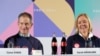 U.S. Olympic Committee chair Gene Sykes, left, and chief executive officer Sarah Hirshland attend a press conference at the Paris 2024 Olympics on July 25, 2024. Sykes has sought to reassure sports officials about competing in the U.S. (Kirby Lee/USA Today via Reuters)