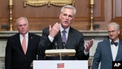 Ketua DPR AS Kevin McCarthy berbicara di Capitol Hill 