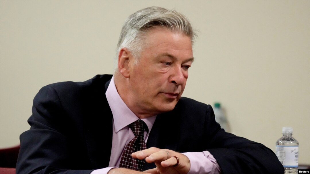 Actor Alec Baldwin listens during his hearing in Santa Fe County District Court, , in Santa Fe, New Mexico, July 10, 2024.
