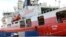 In this photo provided by the Australian Antarctic Division, the icebreaker RSV Nuyina is tied up at a port in Hobart, Australia, Sept. 10, 2023. 