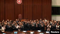 香港立法会全票通过《维护国家安全条例草案》，即《基本法》23条。（2024年3月19日）