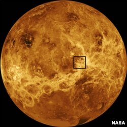 This computer-simulated map of Venus’ surface is assembled from data from NASA’s Magellan and Pioneer Venus Orbiter missions. (Credits: NASA/JPL-Caltech)