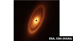 This image of the dusty debris disk surrounding the young star Fomalhaut is from Webb&rsquo;s Mid-Infrared Instrument.&nbsp;It reveals three nested belts extending out to 23 billion kilometers from the star. The inner belts &ndash; which had never been seen before &ndash; were revealed by Webb for the first time.