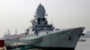 FILE - INS Chennai, a Kolkata class destroyer, is moored at a jetty in Mumbai, India, Nov. 18, 2016.