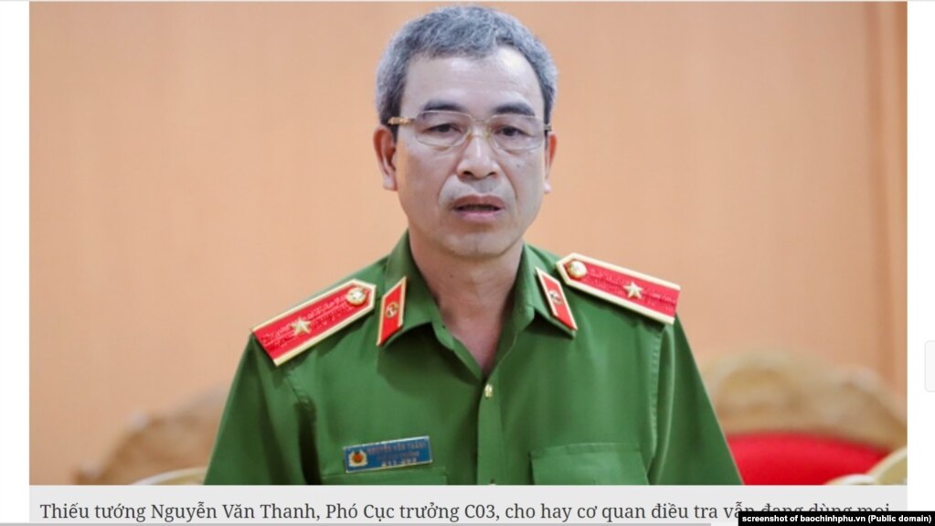 Thiếu tướng Công an Nguyễn Việt Thanh tại một cuộc họp báo, 2/10/2023.