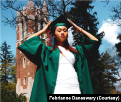 Febrianne Daneswary lulus dari Michigan State University pada Mei 2023.